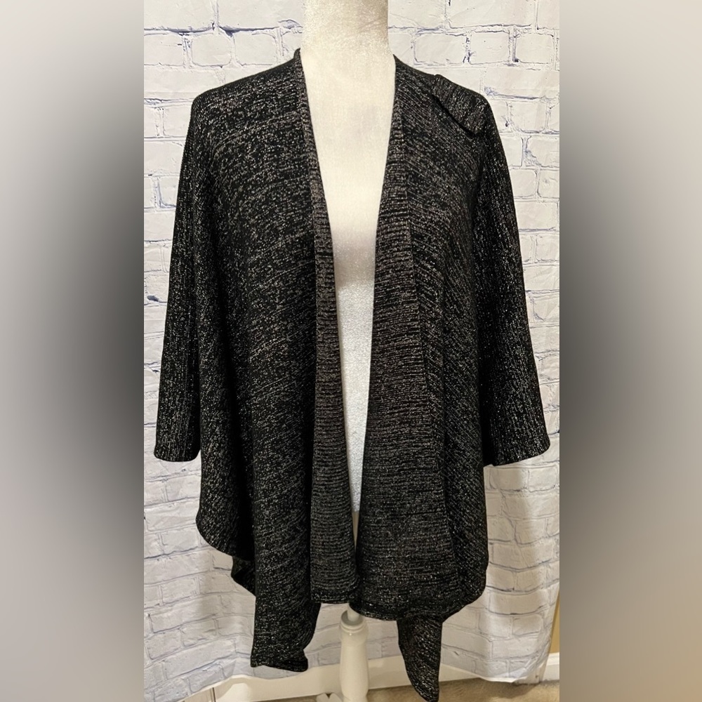 Chico’s Shawl Wrap Black Metallic OS